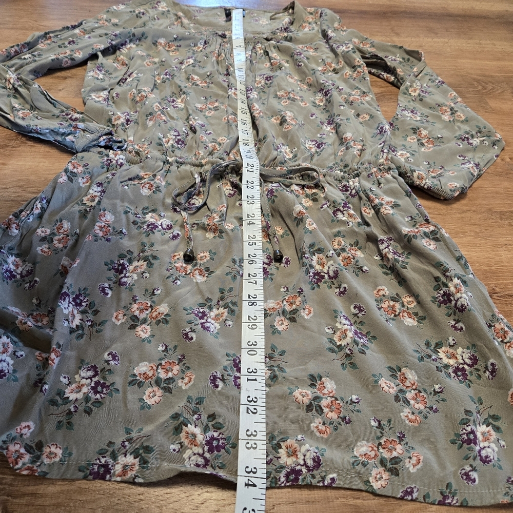 Mango Light Green Floral Long Sleeve Dress - Picture 4 of 5